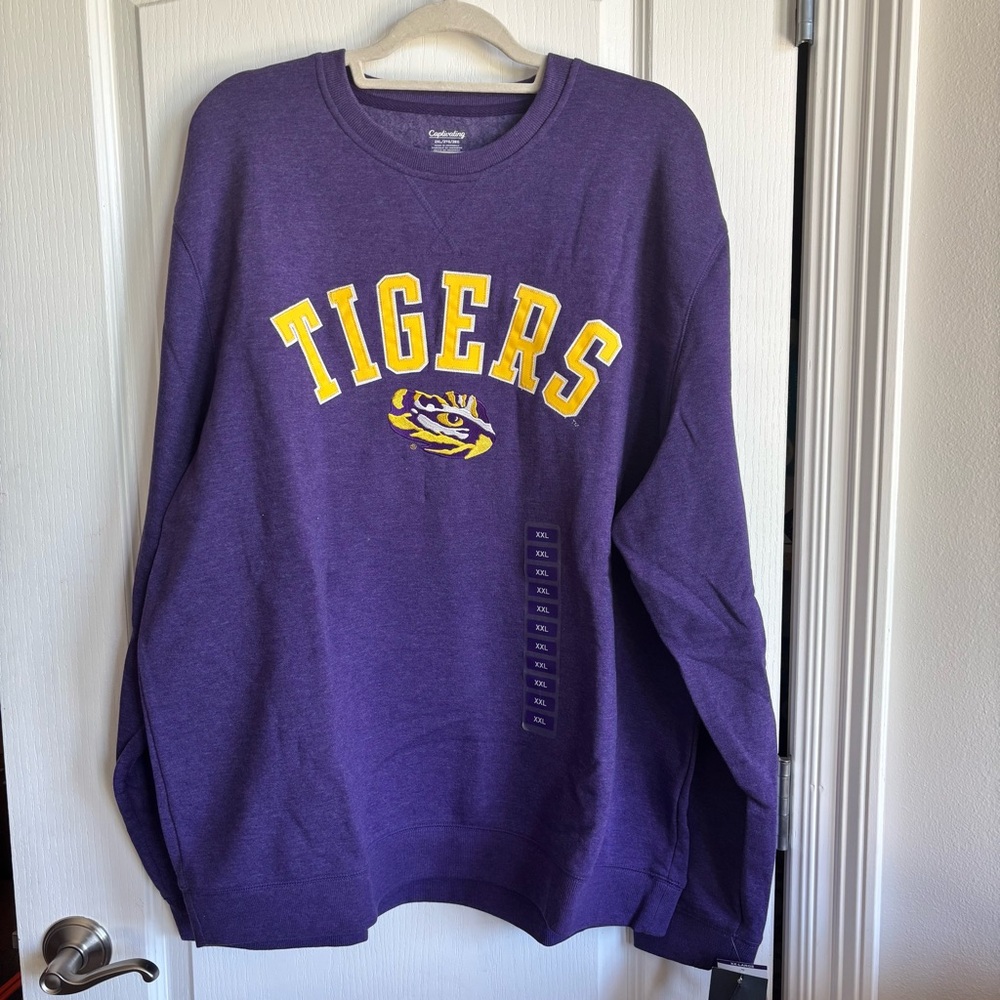NEW Captivating Purple LSU Tigers Crewneck Sweatshirt Fleece size 2XL